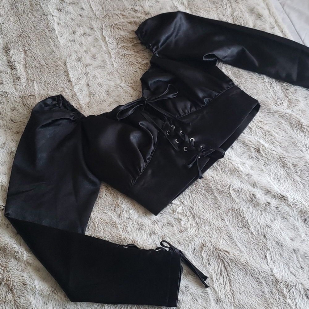 Satin Milkmaid Crop Top